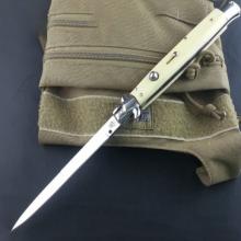 AKC 13寸 象牙白柄 枪朿刃 经典款意大利黑手党古董侧出