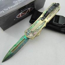 鲍贝金柄圣甲虫双锋 彩钛刃
