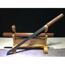 花梨木花纹钢居合叨（全长76厘米）