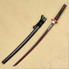新款手作动漫鬼灭之刃周边 长款26寸碳钢发黑烤漆武士叨——信寿郎日轮叨