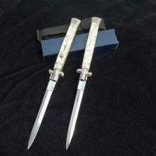 AKC 13寸 珍珠白柄 剑刃 经典款意大利黑手党古董侧出