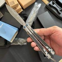唯爱 钛柄镶碎花碳纤 EX-10 大马士革蝴蝶甩