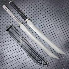 暴君 宽体战术直 双色拼接G10柄 不锈钢精雕紫铜装具 附碳纤维纹K鞘 （9SiCr合金工具钢PVD镀钛） 全长90