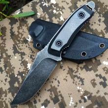 刀耕火种 户外小直 G10碳纤维柄 附Kydex鞘 （9Cr18Mov不锈钢镀钛石洗） 全长22.5