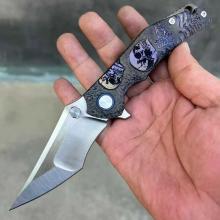 杀弑手工雕刻版 钛合金柄 陶瓷轴承 （M390钢本色） 21厘米