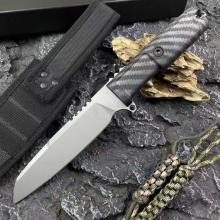 任务碳纤维限量版战术直 N690钢 热塑橡胶碳纤纹柄 全长29厘米 礼品盒装 TASK CARBON TITANIUM