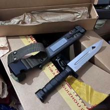 QBZ191战术刺刀 9CR18MOV钢（灰钛涂层） ABS工程柄 全长31厘米 附打火棒