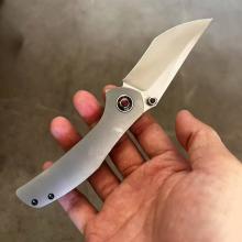 恶魔之眼 手工折刀 钛合金锆合金黑色配件柄 附锆马背夹（M398钢 手工拉丝） 全长18