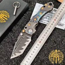 烧钛闪电纹 T1重型战术折刀 附口袋夹 碳纤维手柄 全长25.5 （Z-Wear粉末钢）