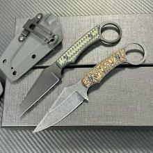 翼龙爪 小直 爪刀 双色G10手柄 （D2钢发黑黑洗） 全长18cm B07