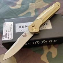 940侧跳刀土豪金版S30V钢石洗面黄铜柄全长19 BM940