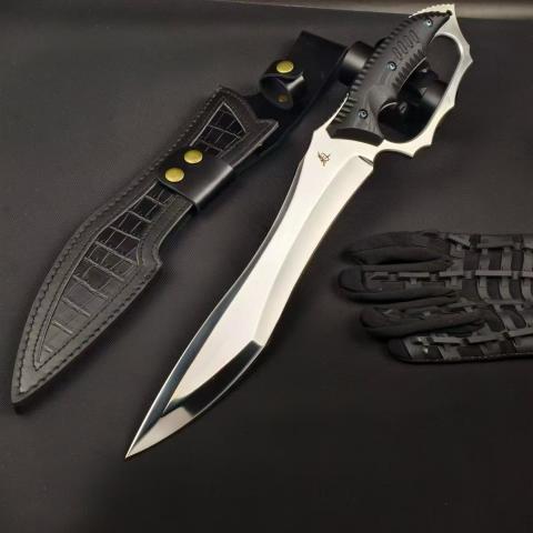 手工定制手环暗黑菊田格斗刀 AUS-8钢 G10柄 全长47cm Ariake
