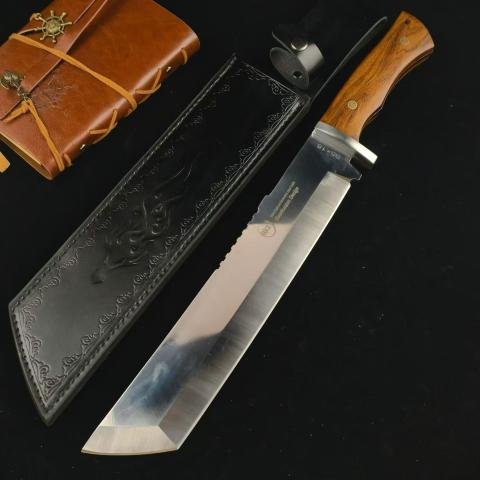 黑狐狸排障刀重型一体户外刀具野外开路破障AUS-10钢红檀柄全长48 Black Fox Machete