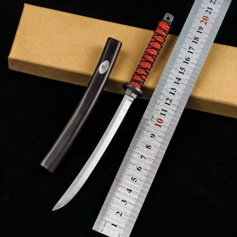 新款三合钢迷你武士小刀 迷你武士刀 三合钢编织绳缠柄 全长19 Mini Samurai Knife