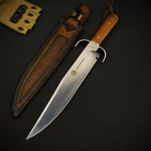 虎牙单刃博伊款（荒野猎人系列）经典户外猎刀 (AUS-8红檀木) 全长50 Tiger Tooth Bowie