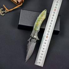 青岚 VG10大马士革花纹钢稳定木收藏折叠折刀（全长19）